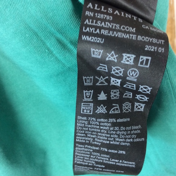 All Saints Layla Rejuvenate Bodysuit Khaki Green - Picture 7 of 8